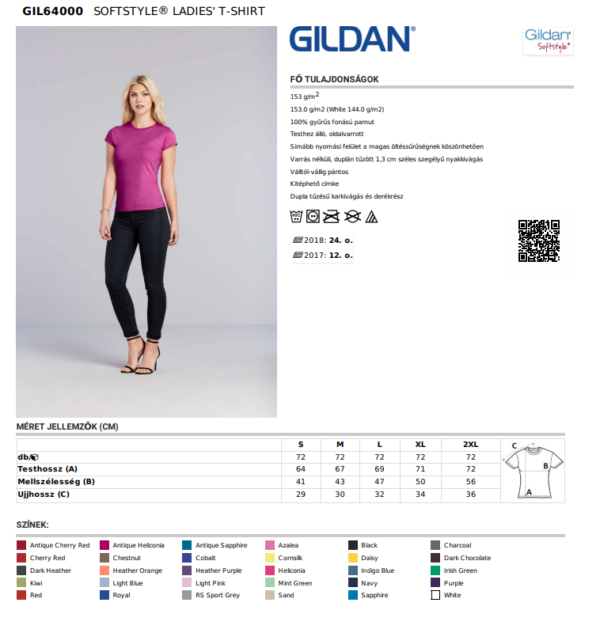 GILDAN SOFTSTYLE PAMUT PÓLÓ - NŐI - Image 2