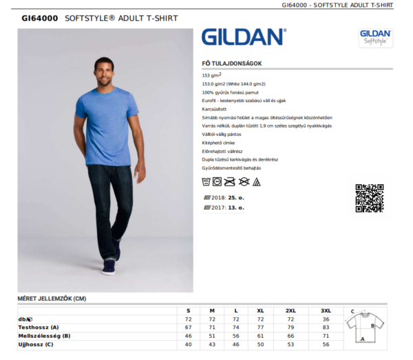 GILDAN SOFTSTYLE PAMUT PÓLÓ – FÉRFI - Image 2
